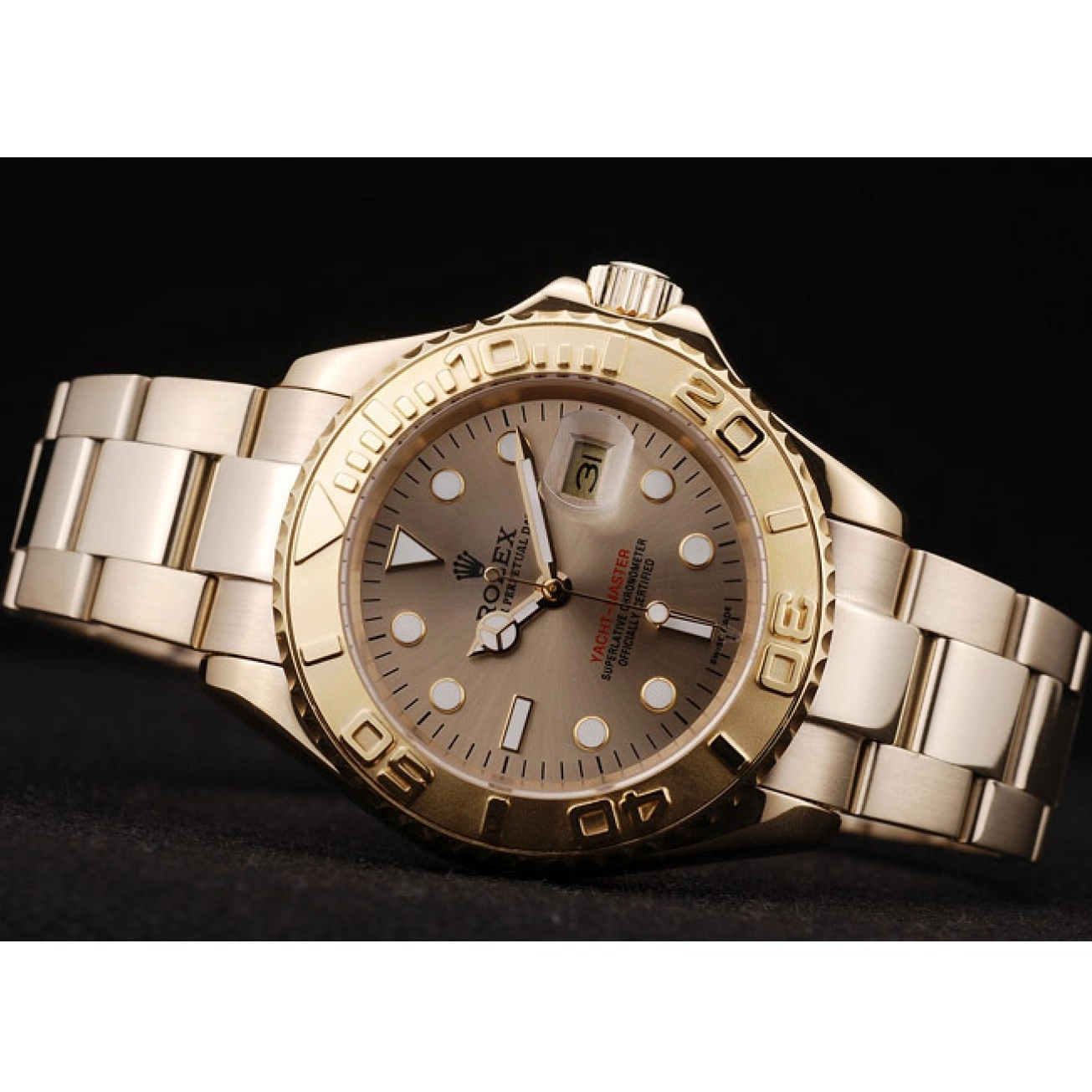 Aaa replica watch Dial Gold Master Rolex Bezel Yacht Gold 98232 0825